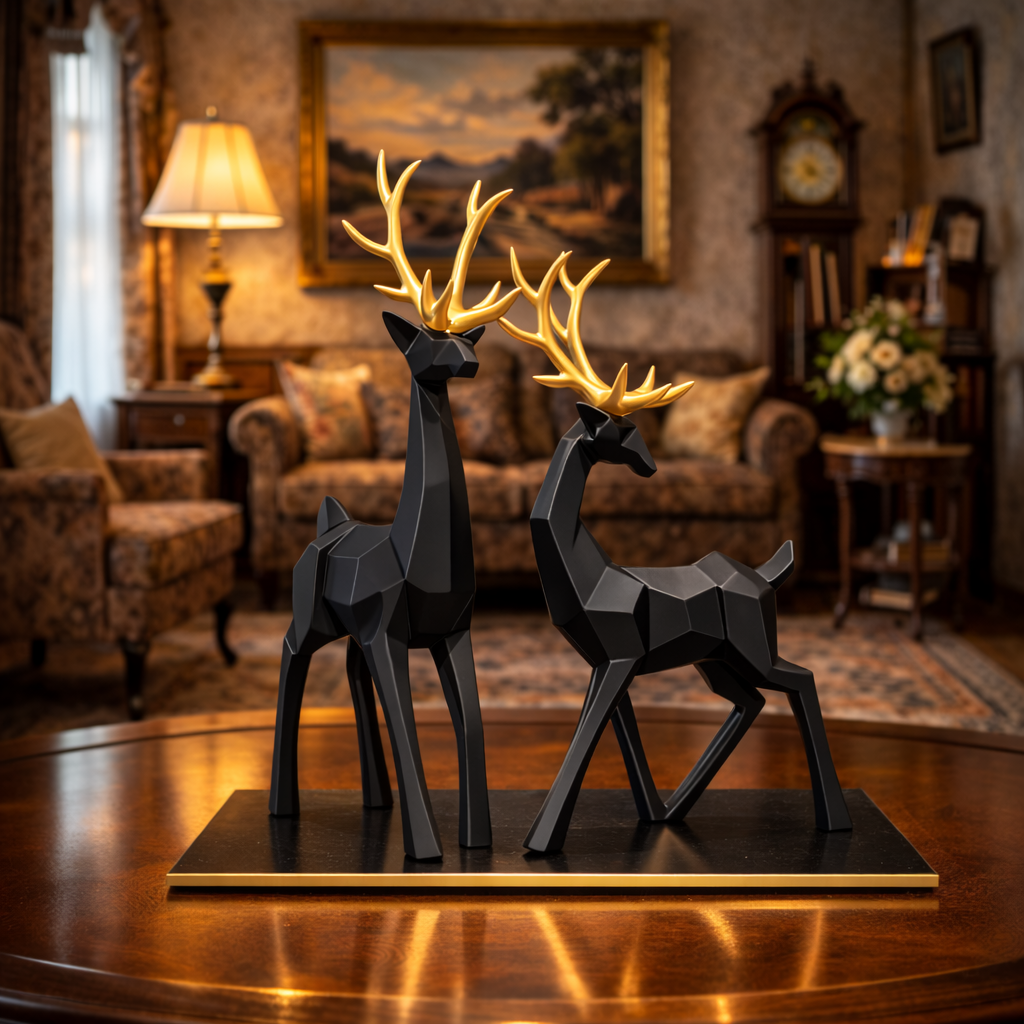 Luxury Black Reindeer Set Showpiece | EnamorarDecor