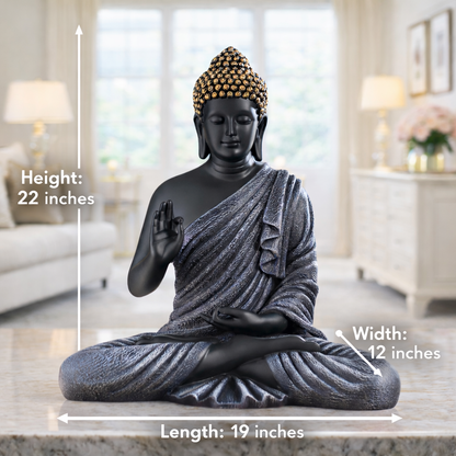 Luxury Big Black & Grey Buddha Statue | EnamorarDecor