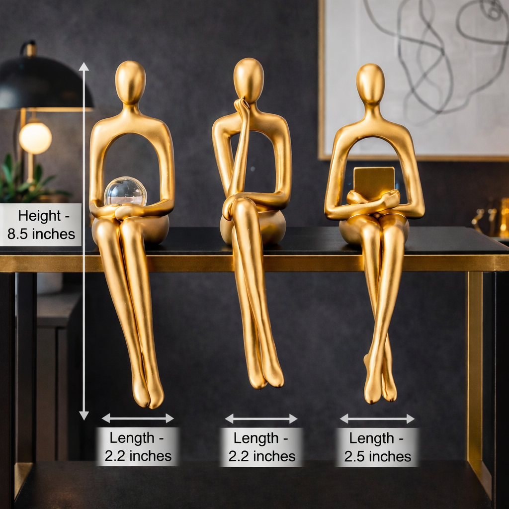Luxury Golden Abstract Thinkers Sitting Ladies Statues | EnamorarDecor