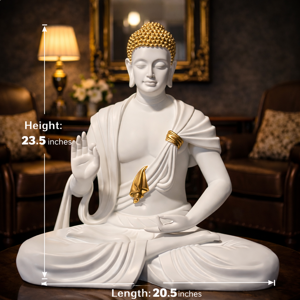 Luxury White Big Buddha Premium Statue | EnamorarDecor