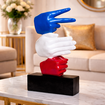 Modern Hand Gesture With Black Base Sculpture | EnamorarDecor