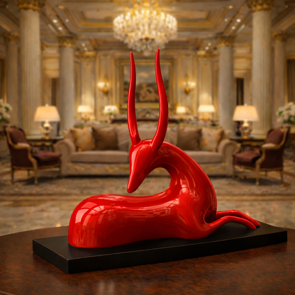Luxury Red Big Deer Statement Decor | EnamorarDecor