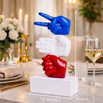 Modern Hand Gesture With White Base Sculpture | EnamorarDecor