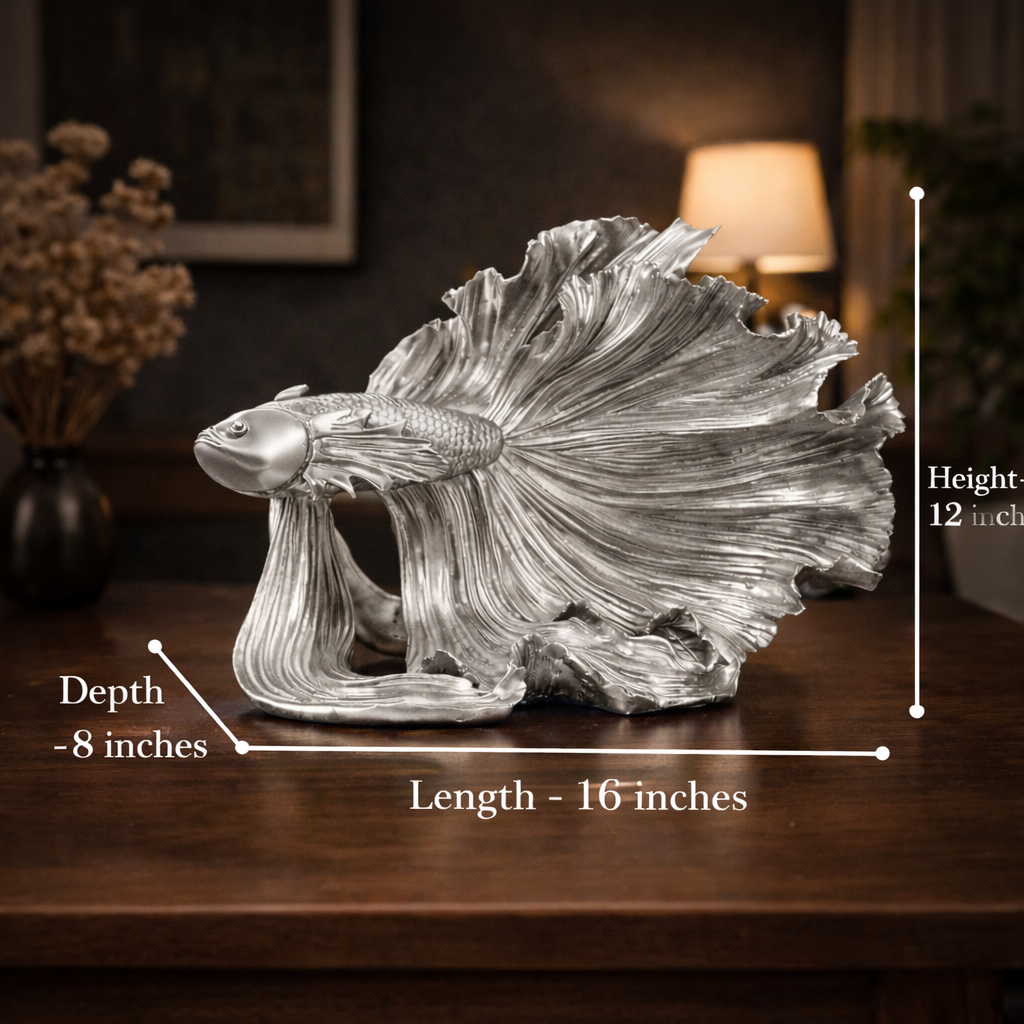 Luxury Silver Betta Fish Showpiece | EnamorarDecor