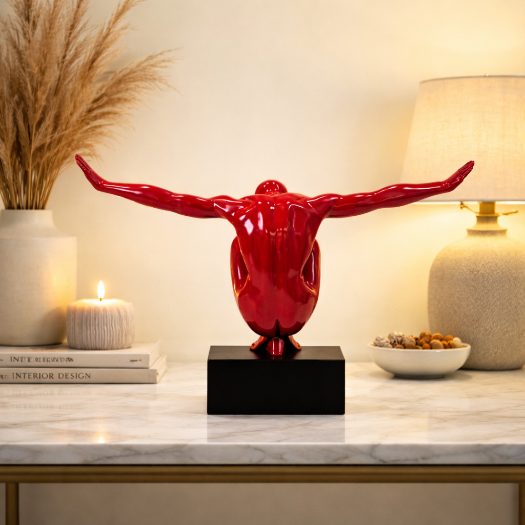 Luxury Red Gymnast Man Decorative Showpiece | EnamorarDecor