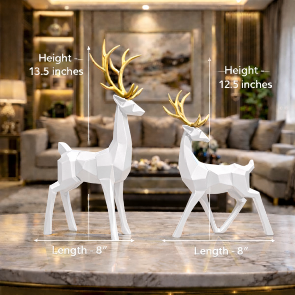 Luxury White Reindeer Set Showpiece | EnamorarDecor