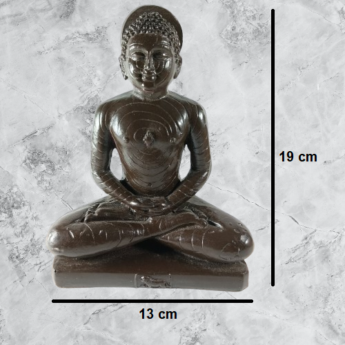 Black Marble Finish Meditating Mahaveer Resin Statue | EnamorarDecor