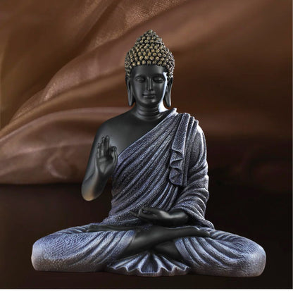 Antique 2 Feet Black Meditating Buddha Idol Sculpture | EnamorarDecor