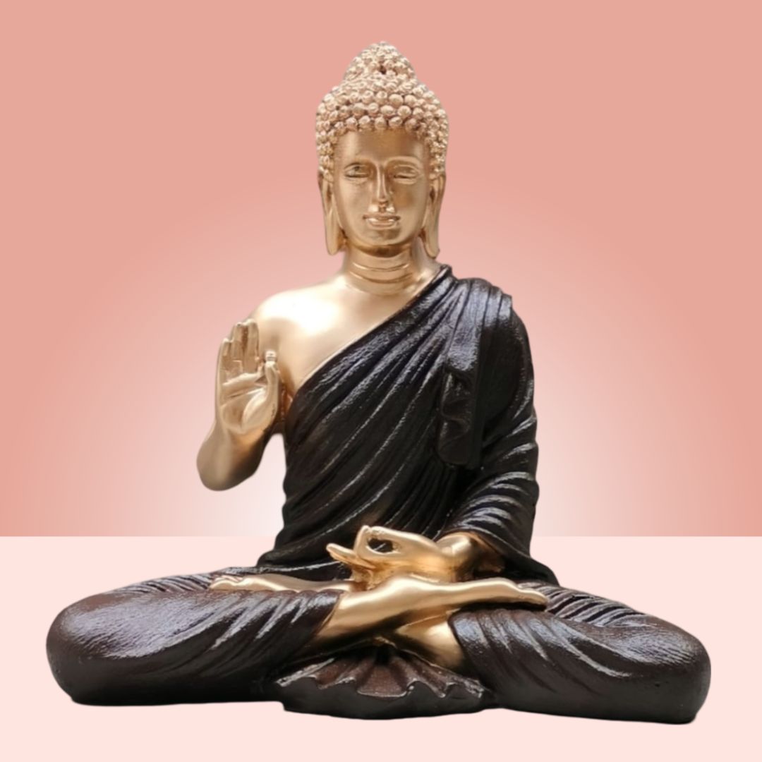 Antique 2 Feet Brown Meditating Buddha Idol Sculpture | EnamorarDecor