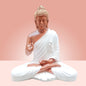 Antique 2 Feet White Meditating Buddha Idol Sculpture | EnamorarDecor