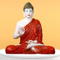 Antique 2 Feet Red Meditating Buddha Idol Sculpture | EnamorarDecor