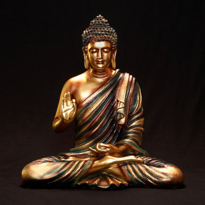 Antique 2 Feet Meditating Buddha Idol Multicolor Sculpture | EnamorarDecor