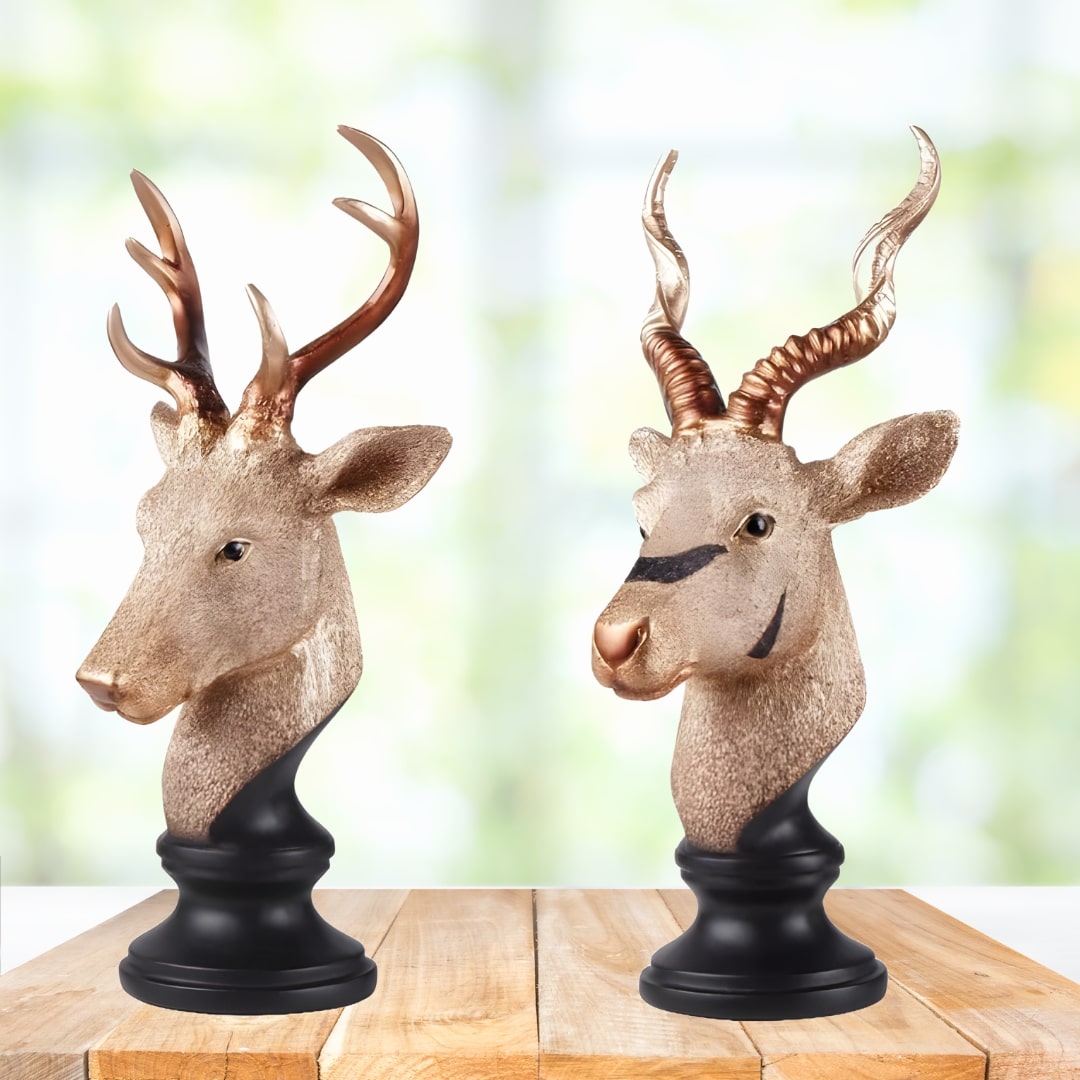 Deer(Hiran) & Antelope Pair Antique Sculpture | EnamorarDecor