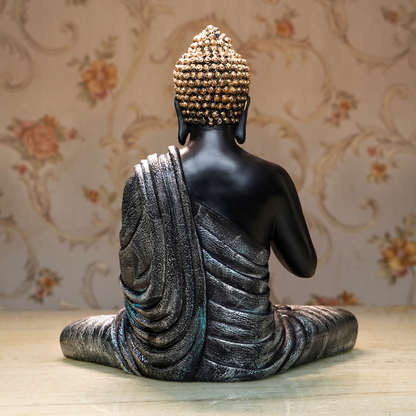 Antique Medium Size Black Meditating Buddha Idol | EnamorarDecor