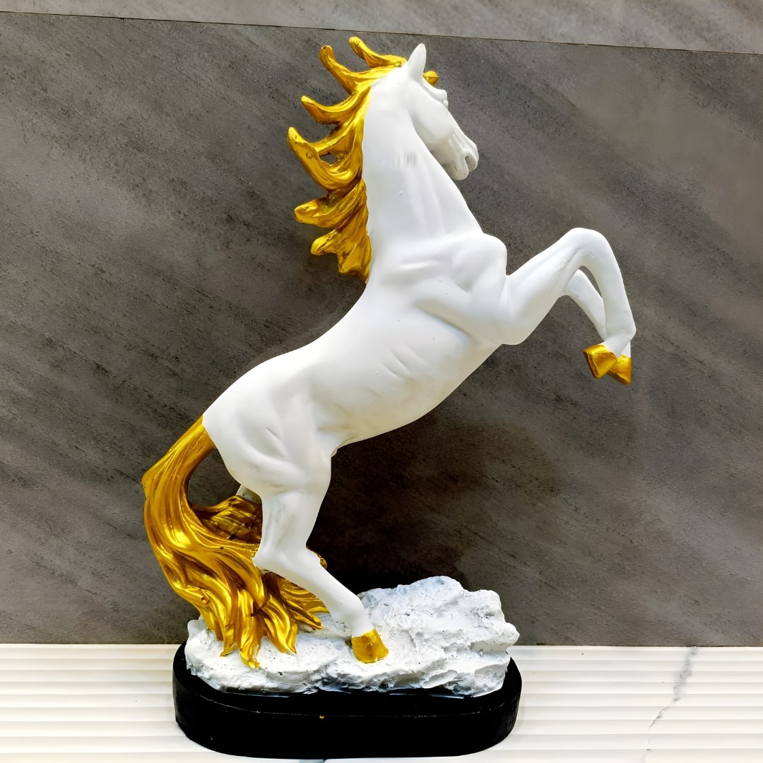 Horse Standing on Hind Legs Sculpture (White) | EnamorarDecor