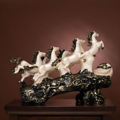 The White Marble Majestic 7 Running Victory Horses Antique | EnamorarDecor