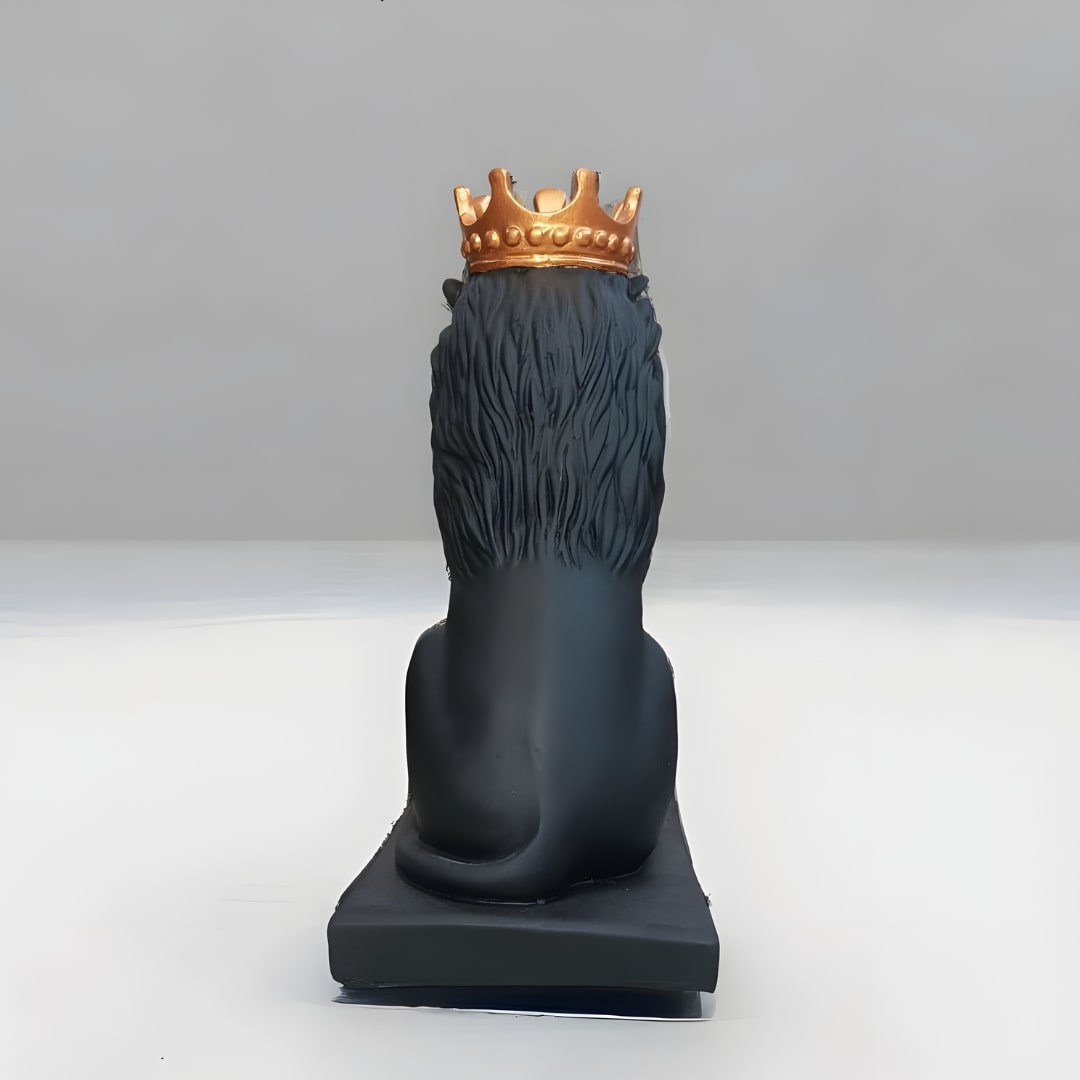 Antique Royal King Lion With Crown (Black) Sculpture | EnamorarDecor