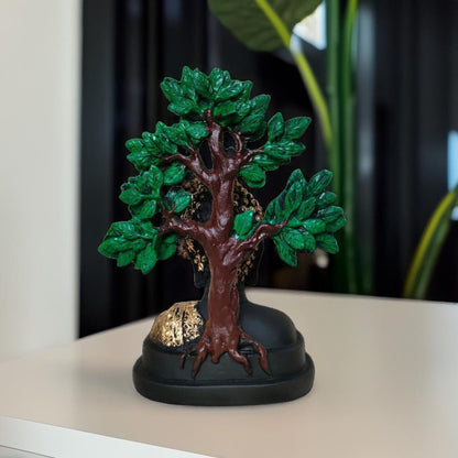 Antique Half Body Buddha Tree Sculpture (Black) | EnamorarDecor