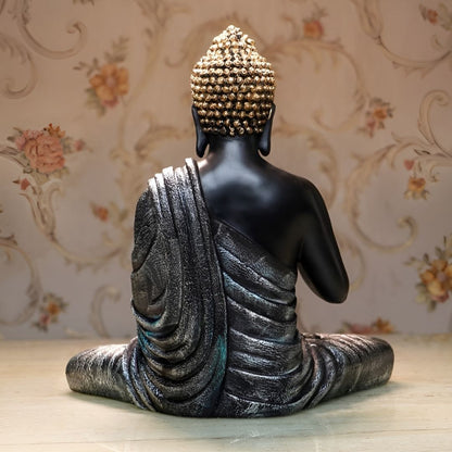 Antique 2 Feet Black Meditating Buddha Idol Sculpture | EnamorarDecor