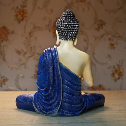 Antique 2 Feet Blue Meditating Buddha Idol Sculpture | EnamorarDecor