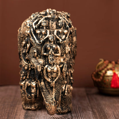 Antique Majestic Elephant with Lady Figures Sculpture (Golden) | EnamorarDecor