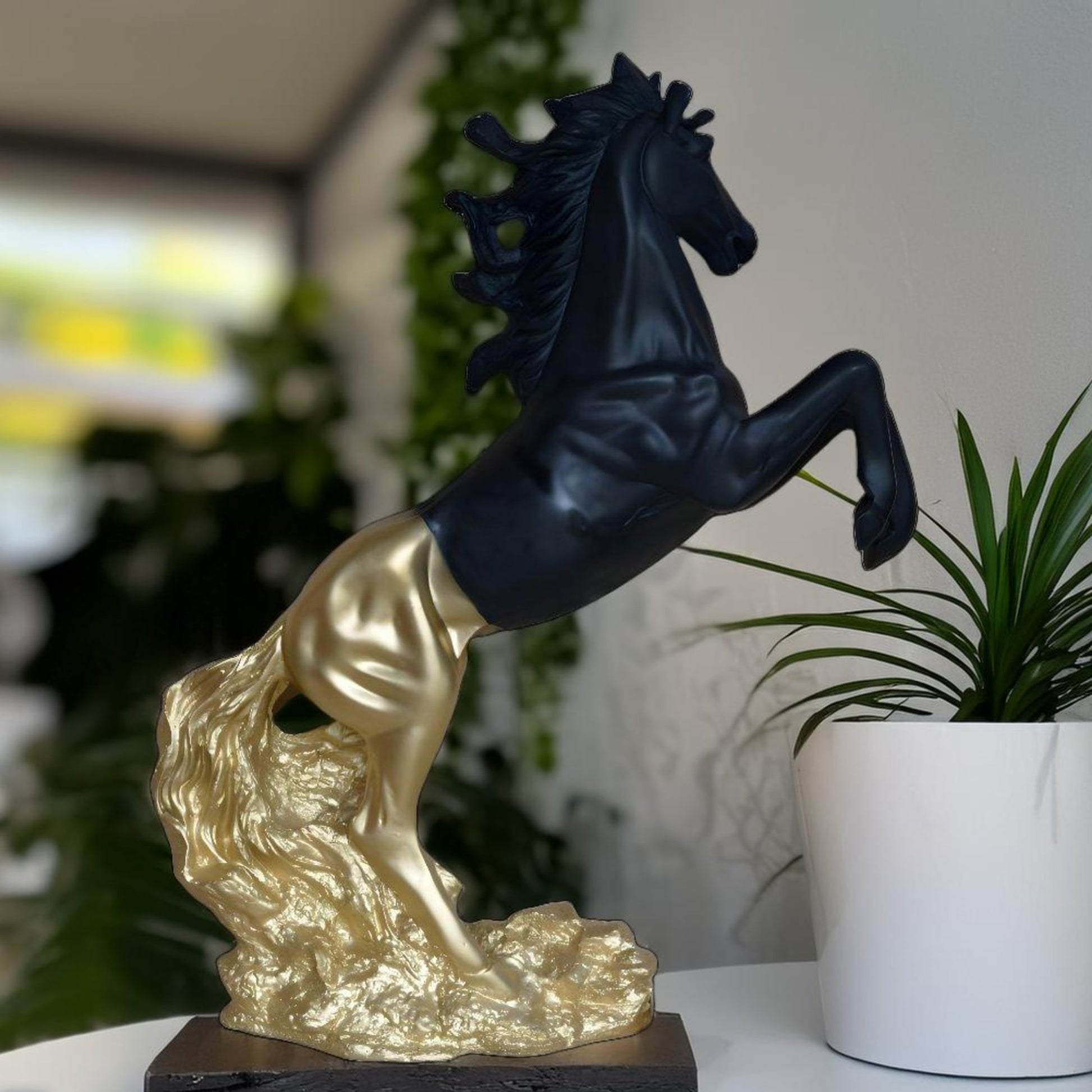 Big Horse Standing on Hind Legs Sculpture (Black) | EnamorarDecor