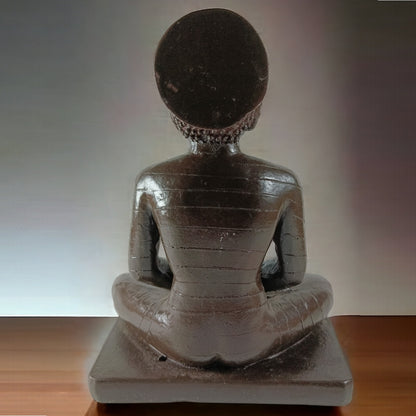 Black Marble Finish Meditating Mahaveer Resin Statue | EnamorarDecor
