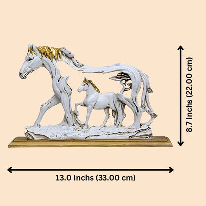 Antique Horse with Baby Horse Sculpture (White) | EnamorarDecor