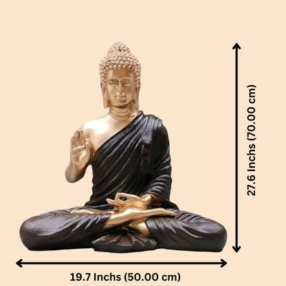 Antique 2 Feet Brown Meditating Buddha Idol Sculpture | EnamorarDecor