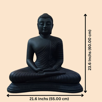 Antique Meditating Zen Buddha Black 2 Feet Sculpture | EnamorarDecor