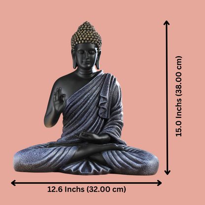 Antique Medium Size Black Meditating Buddha Idol | EnamorarDecor