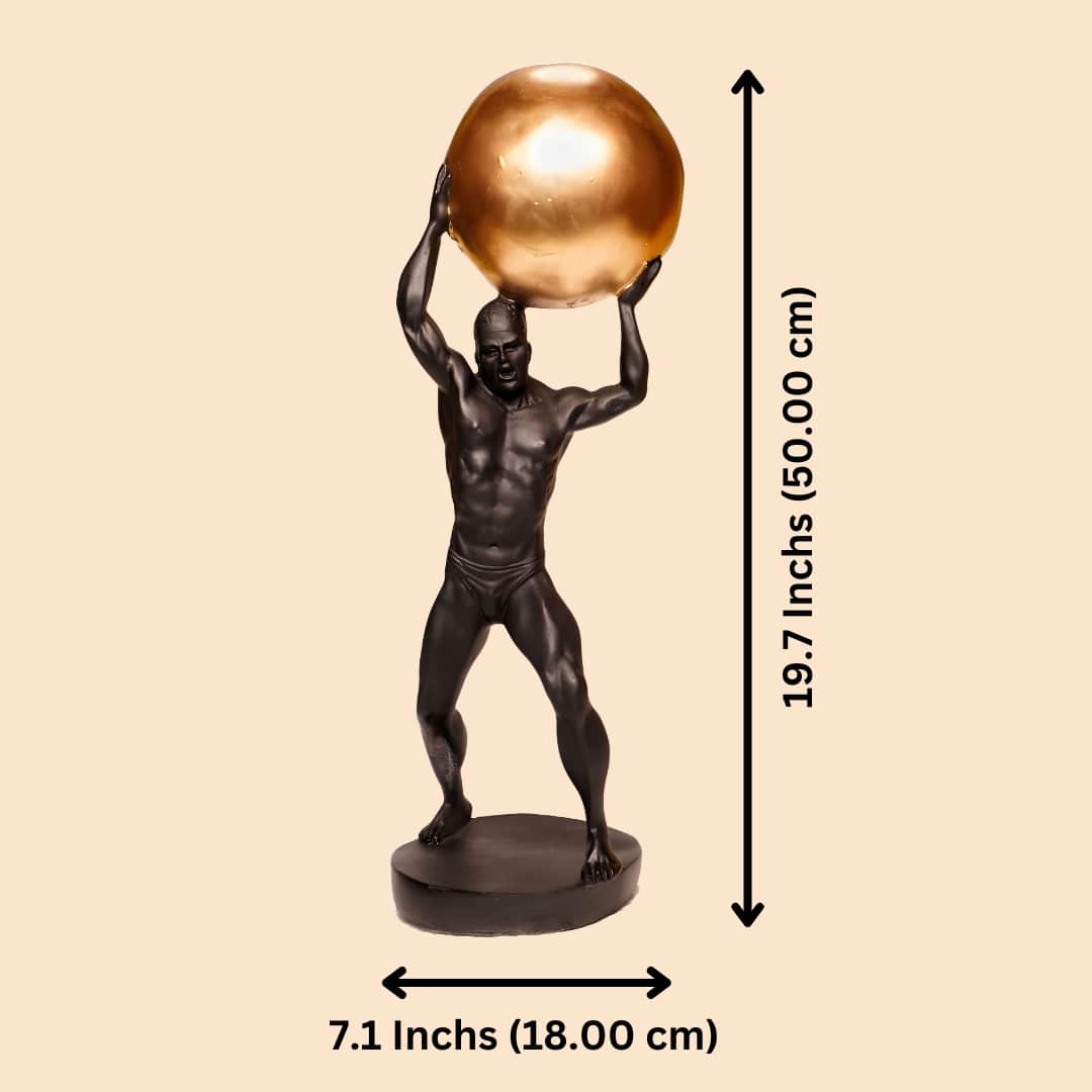 Antique Man Holding Atlas Globe Sculpture | EnamorarDecor