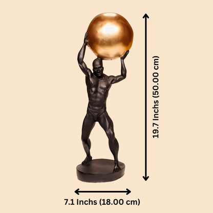 Antique Man Holding Atlas Globe Sculpture | EnamorarDecor