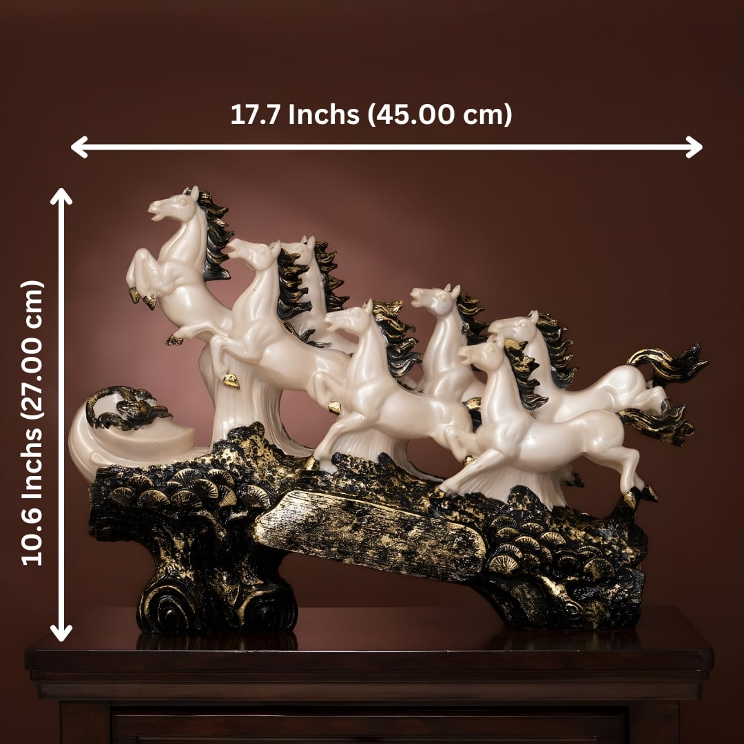 The White Marble Majestic 7 Running Victory Horses Antique | EnamorarDecor