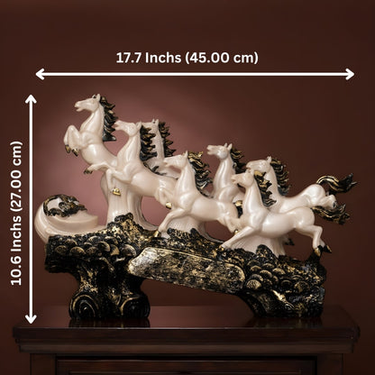 The White Marble Majestic 7 Running Victory Horses Antique | EnamorarDecor