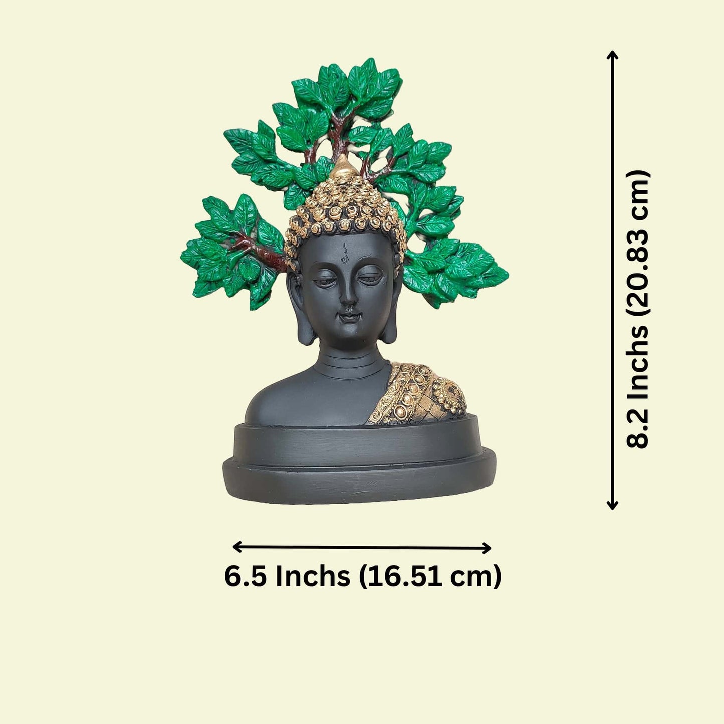 Antique Half Body Buddha Tree Sculpture (Black) | EnamorarDecor