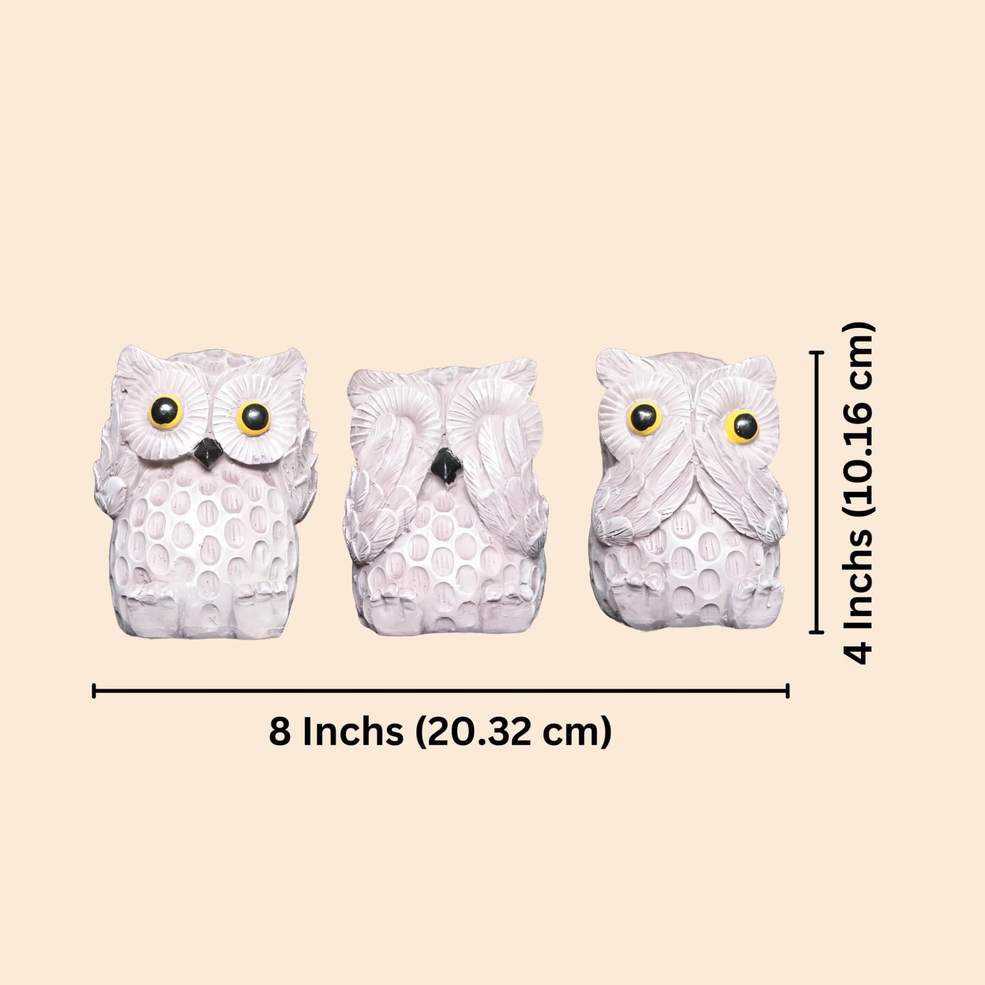 Brown Owl Set of 3 Antique Sculpture (Brown) | EnamorarDecor