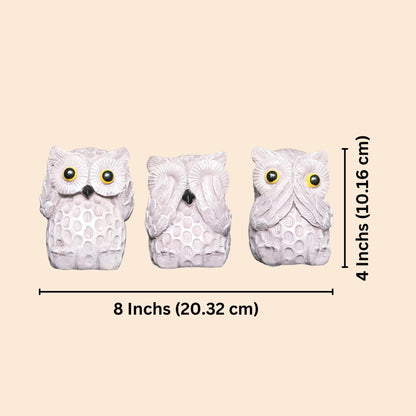 Brown Owl Set of 3 Antique Sculpture (Brown) | EnamorarDecor