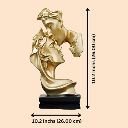 Antique Love Couple Kissing (Golden) Sculpture | EnamorarDecor