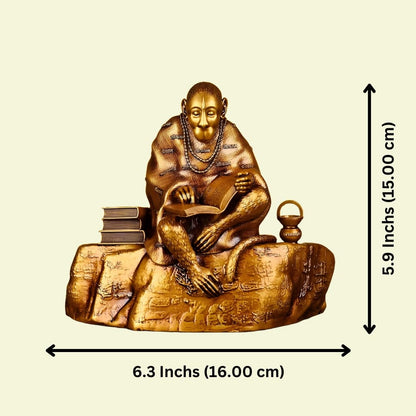 Hanuman ji Reading Ramayana Antique Sculpture (Golden) | EnamorarDecor