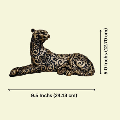 Antique Golden Panther Lying Royalty Sculpture | EnamorarDecor