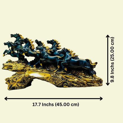 The Majestic 7 Running Victory Horses Sculpture (Black) | EnamorarDecor