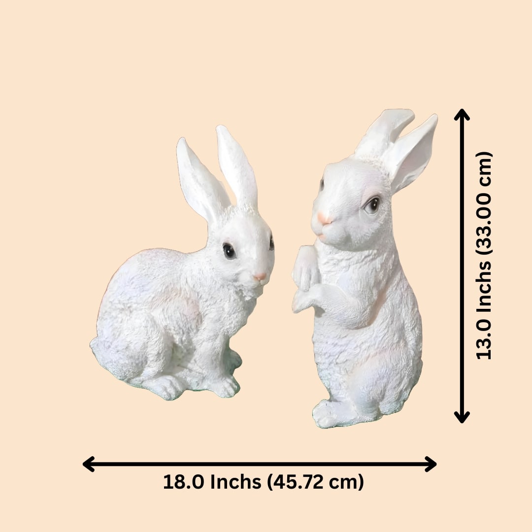 Antique Pair of Sitting & Standing Rabbit (Bunny) Sculptures | EnamorarDecor