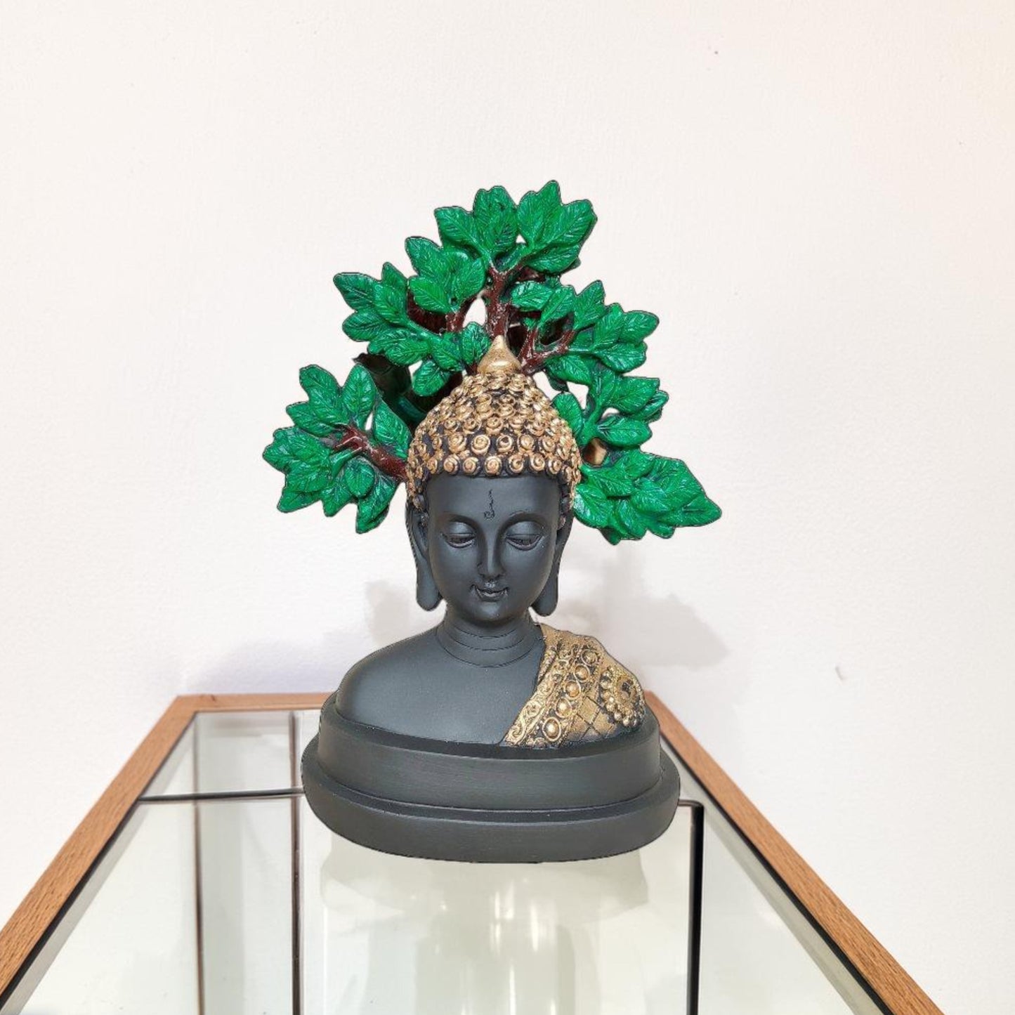 Antique Half Body Buddha Tree Sculpture (Black) | EnamorarDecor