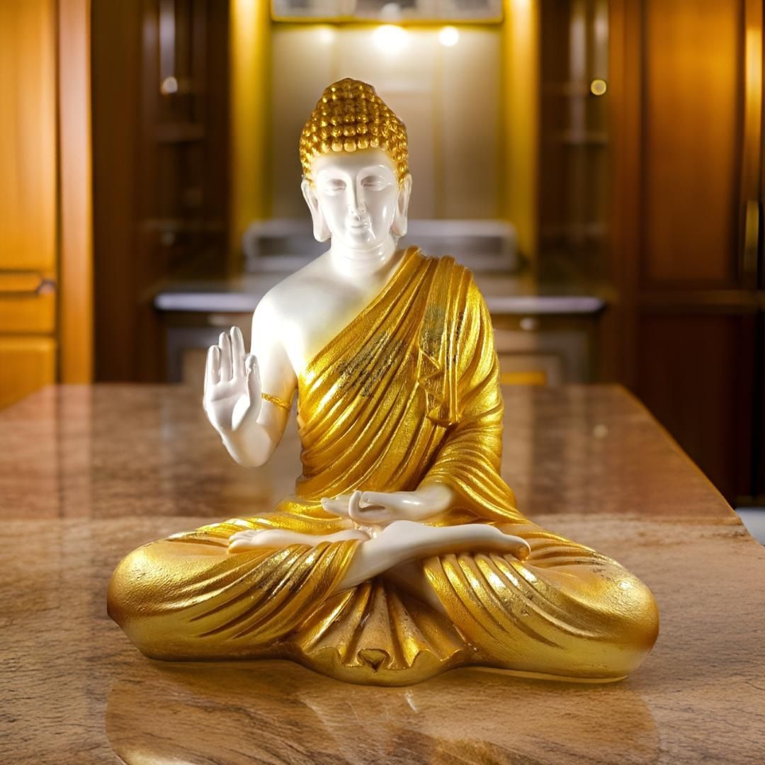 Antique 2 Feet Meditating Buddha Idol Golden Sculpture | EnamorarDecor