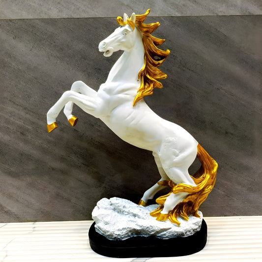 Horse Standing on Hind Legs Sculpture (White) | EnamorarDecor