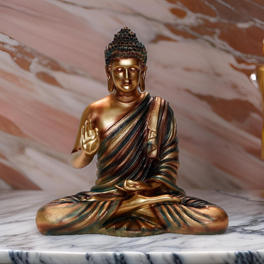 Antique 2 Feet Meditating Buddha Idol Multicolor Sculpture | EnamorarDecor