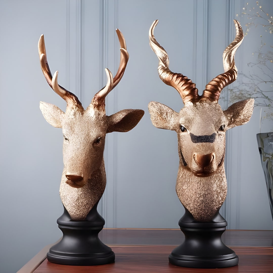 Deer(Hiran) & Antelope Pair Antique Sculpture | EnamorarDecor