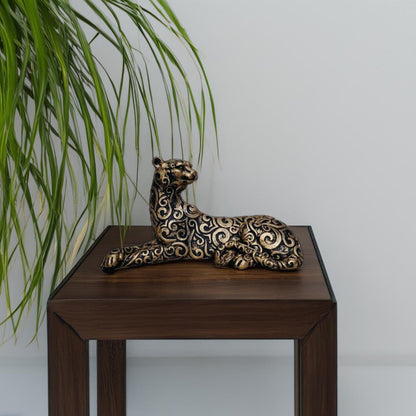 Antique Golden Panther Lying Royalty Sculpture | EnamorarDecor
