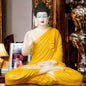 Antique 2 Feet Yellow Meditating Buddha Idol Sculpture | EnamorarDecor